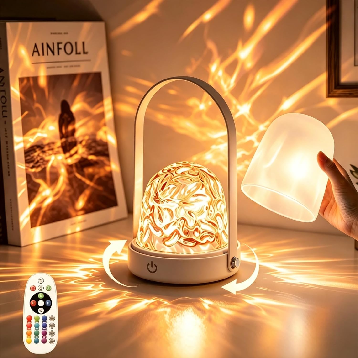 AVEKI Ocean Wave Projector Light, 16 Colors Ambient Night Light with Remote