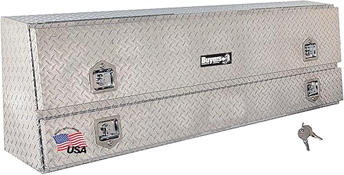 Miniatura 12 de Buyers Products 1705640 - Caja de camionero de aluminio plateado con rosca de diamante para camiones con pestillo de mango en T con candado y un