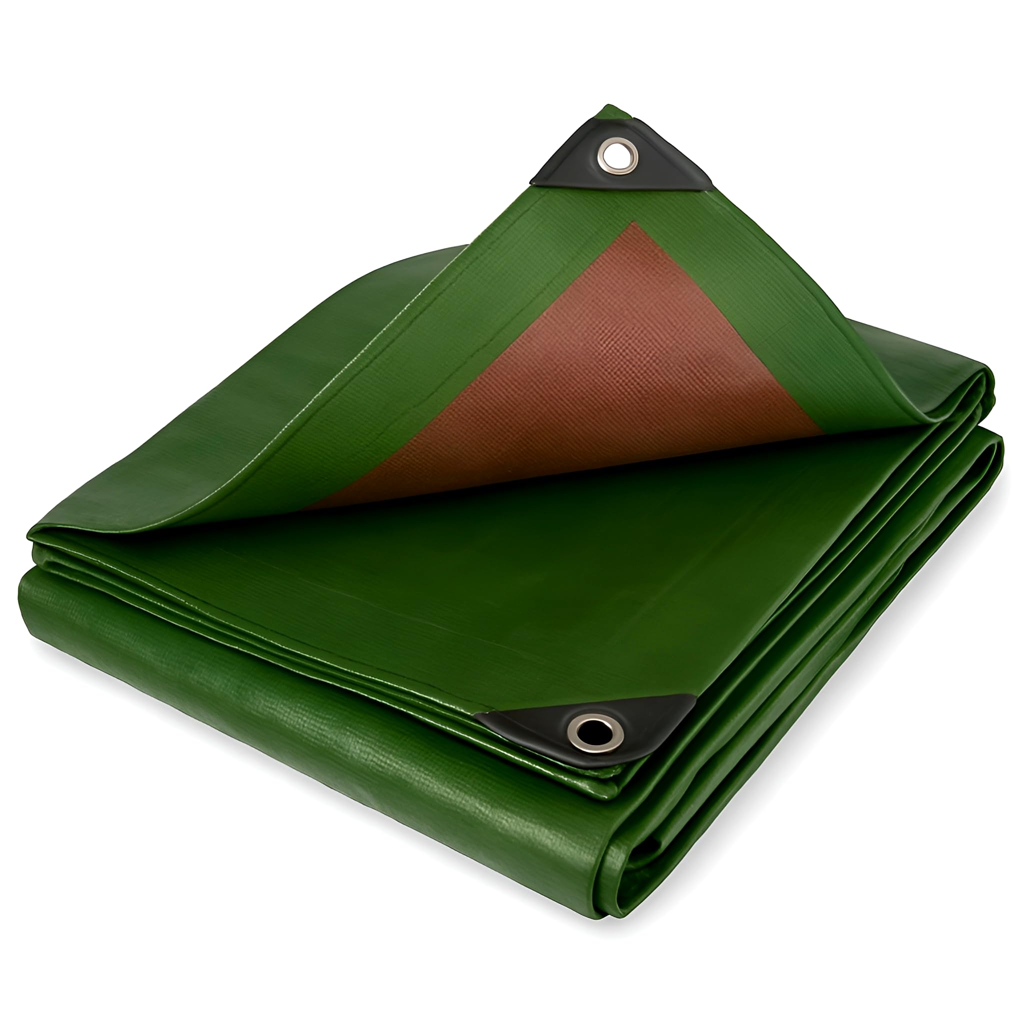 Green Brown Tarpaulin 8 x 10 m Heavy Duty 200 GSM Waterproof Tarp Sheet with Strengthened Corners - UV Resistant, Tear Resistant Cover for Garden Furniture, Camping, Log Store, Trailer, Construction