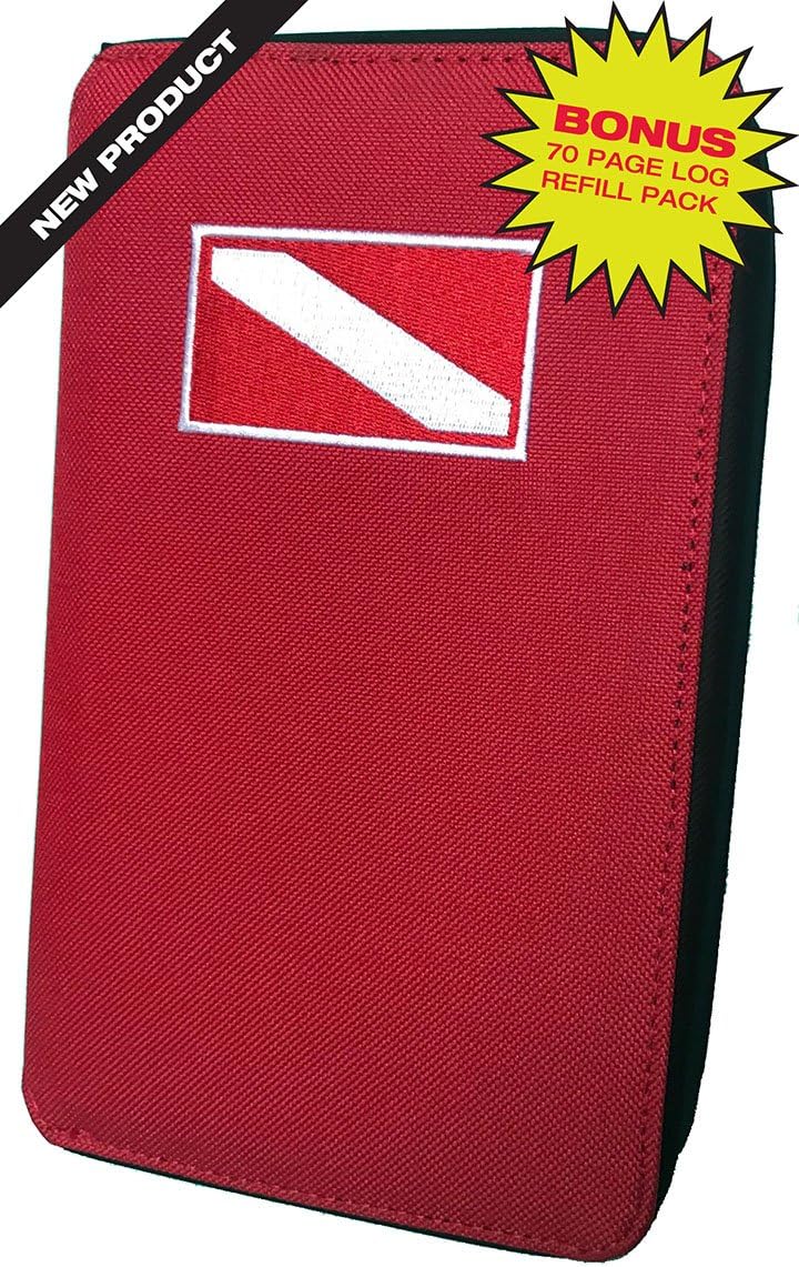 Travel Size Scuba Diving Log Binder. +Bonus 70 Refills (Red