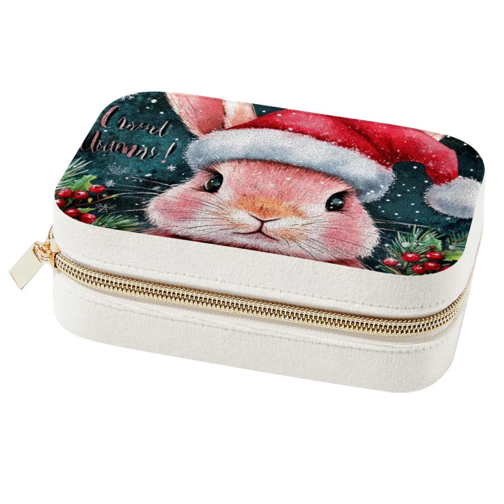 Organiseur de bijoux lapin rose de Noël idéal pour vos déplacements et week-ends