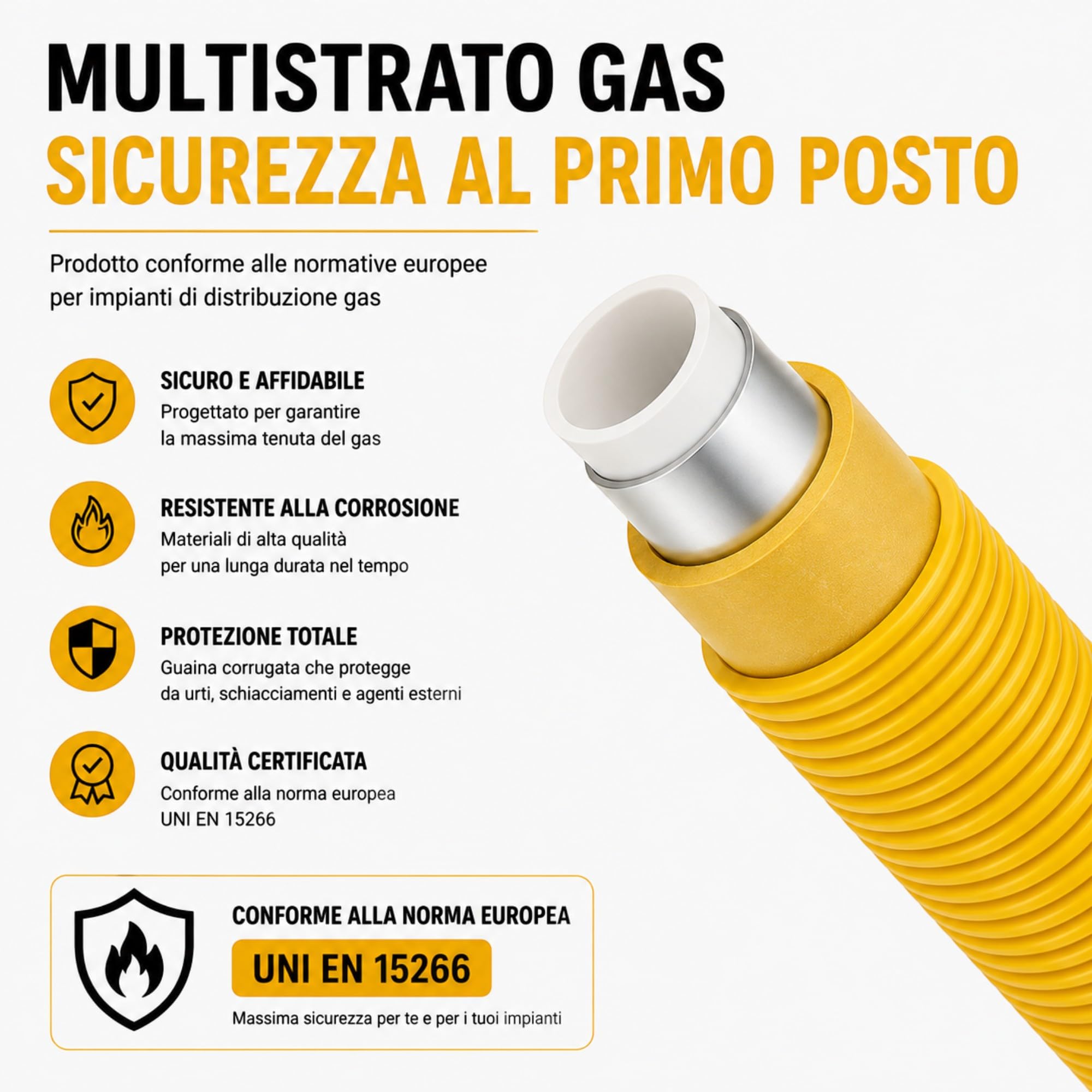 Tubo Multistrato Gas PE-Xb/AL/PE-Xb Certificato UNI/TS 11344, Rotolo 25m 50m 100m Ø16 Ø20 mm per Impianti Gas Metano GPL Interni, Alta Resistenza e Flessibilità (20mm, 25MT)