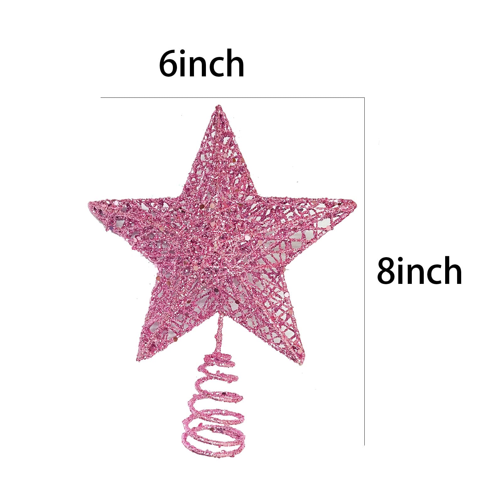 Higoala Christmas Tree Star Topper, Xmas Tree Topper Glittered 5 Point Star Treetop for Christmas Tree Ornament (Pink)