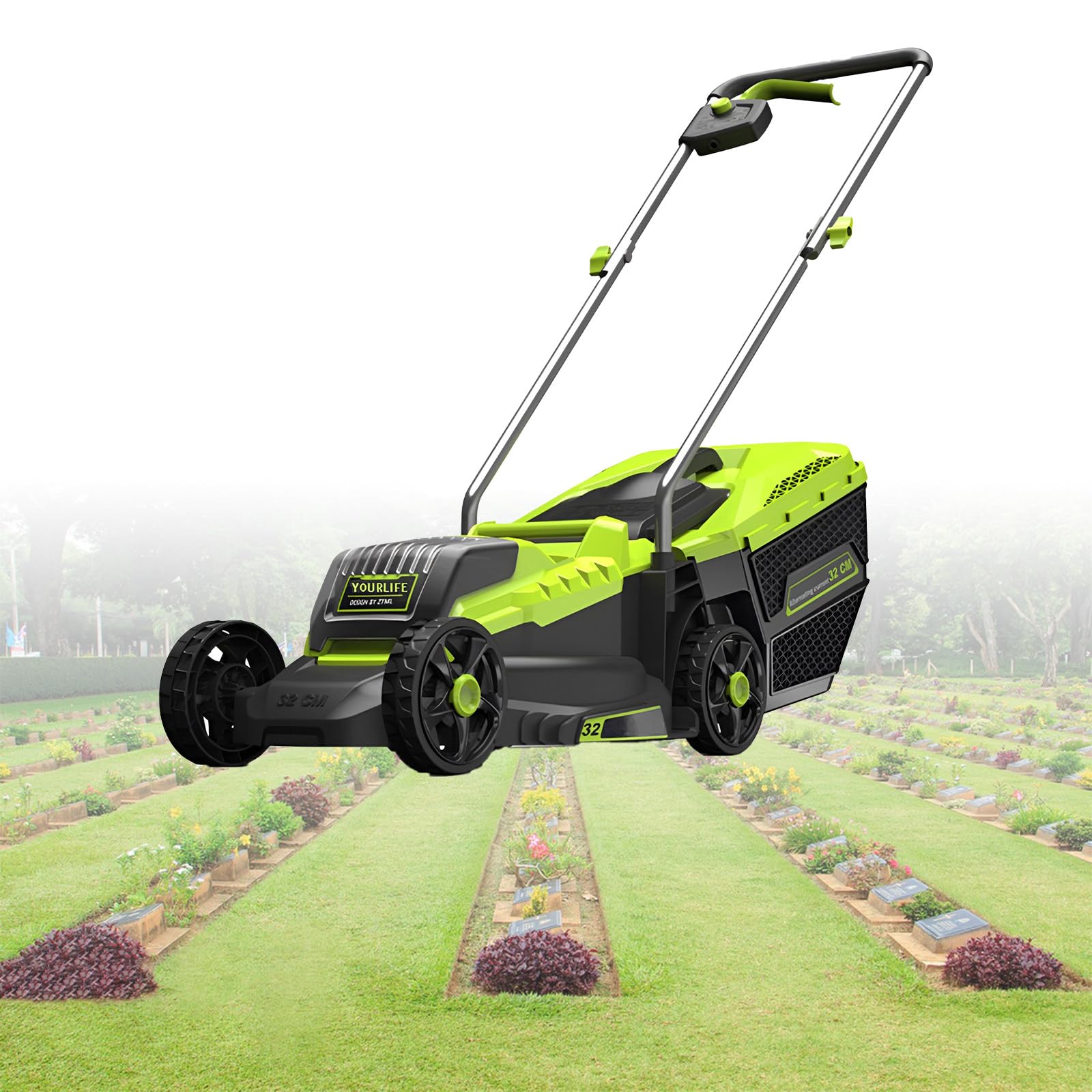 Cortacésped Eléctrico Inalámbrico De 1600 W, Autopropulsado, con Batería Y Dos Baterías De Litio De 20 V Y 4 Ah. Ajuste De Altura De Corte De 33 Cm.