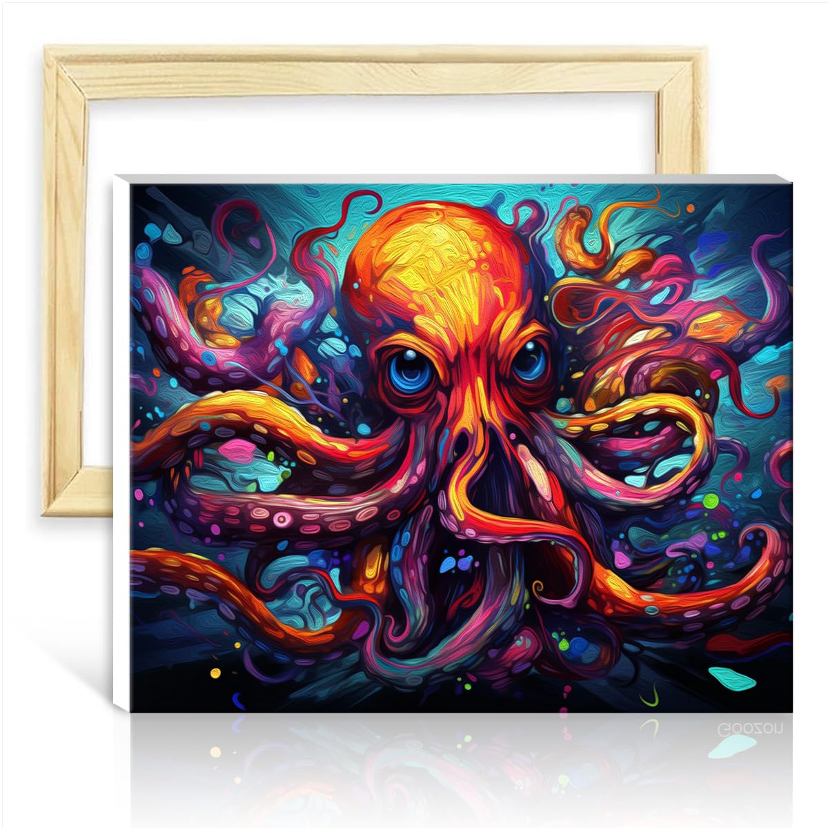 TANGFEIY Paintting Canvas Oil Painting Kit Imagine Octopus DIY Paint by Numbers with Brushes and Acrylic Pigment Artwork for Home Decor No Frame(30x40cm)
