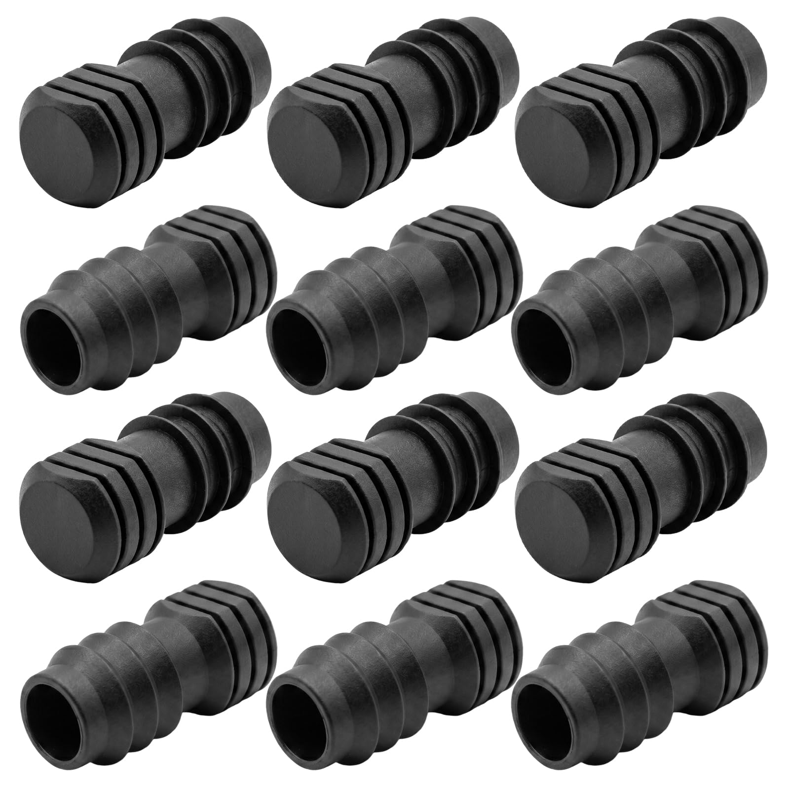 Omticova 13mm (1/2 Inch) Soaker Hose End Plug 12PCS, Plastic Hose Connector Stop End, Barbed Irrigation Connectors, Hose Joiner Fittings for Garden Drip Irrigation Watering Systems