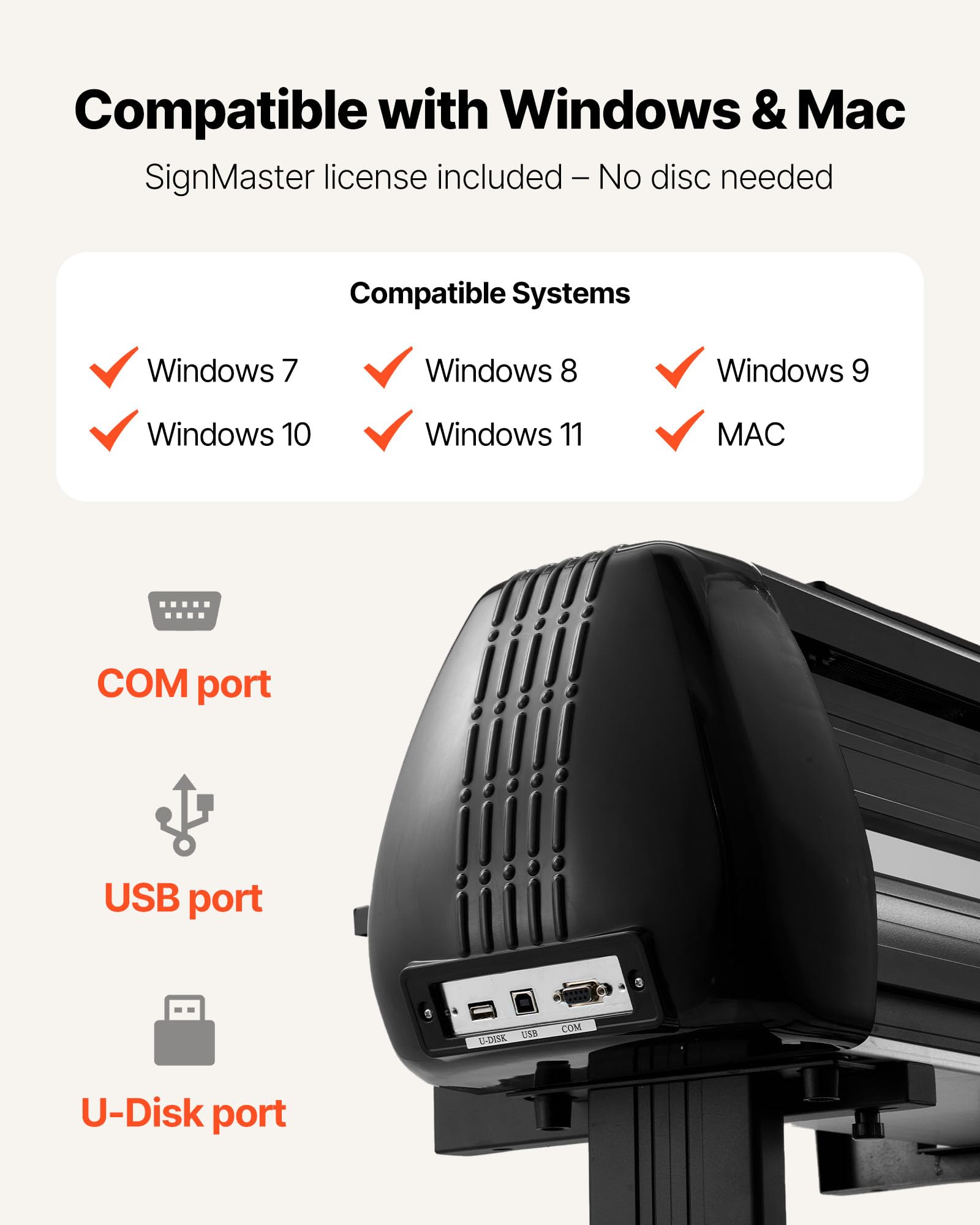 VEVOR Máquina de Corte de Vinilo, con Ancho de Alimentación Máximo de 72 cm, Cuchillas Dobles y Pantalla LED, Compatible con Windows y macOS, para Proyectos de Bricolaje, 940 x 455 x 1030 mm