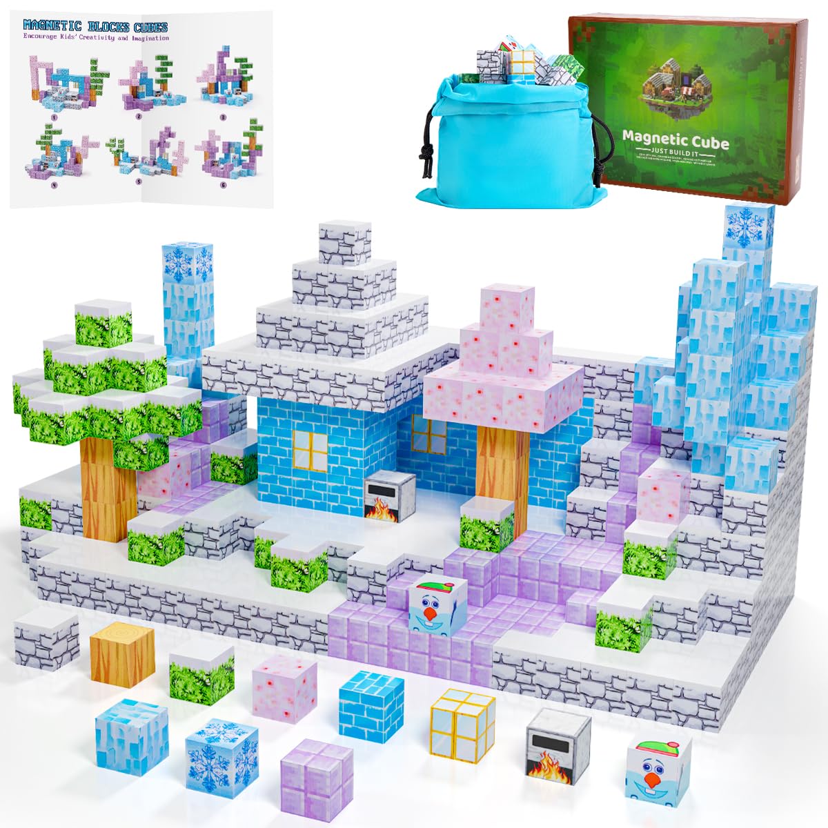 MerryXGift Magnetic Building Blocks, 85 Pieces Build Mine Magnetics World Set Magnetic Tiles for Kids Toys for 3 to 8 Year Old Boys Girls Christmas Birthday Gift