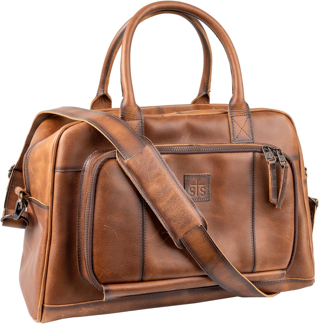 STS Ranchwear Tucson Carry-On Leather Weekender Travel Luggage Bag, Rich Tan