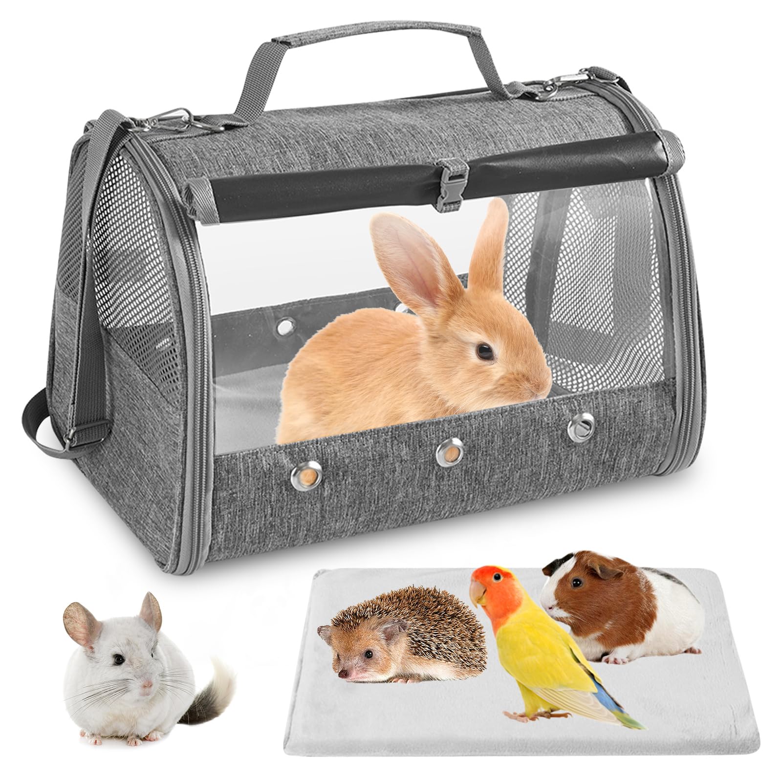 Petit sac de transport pour animal de compagnie avec coussin, sac de transport pour petit animal, boîte de transport pour chat avec ouverture latérale, sac de transport pour cochon d'Inde, boîte de