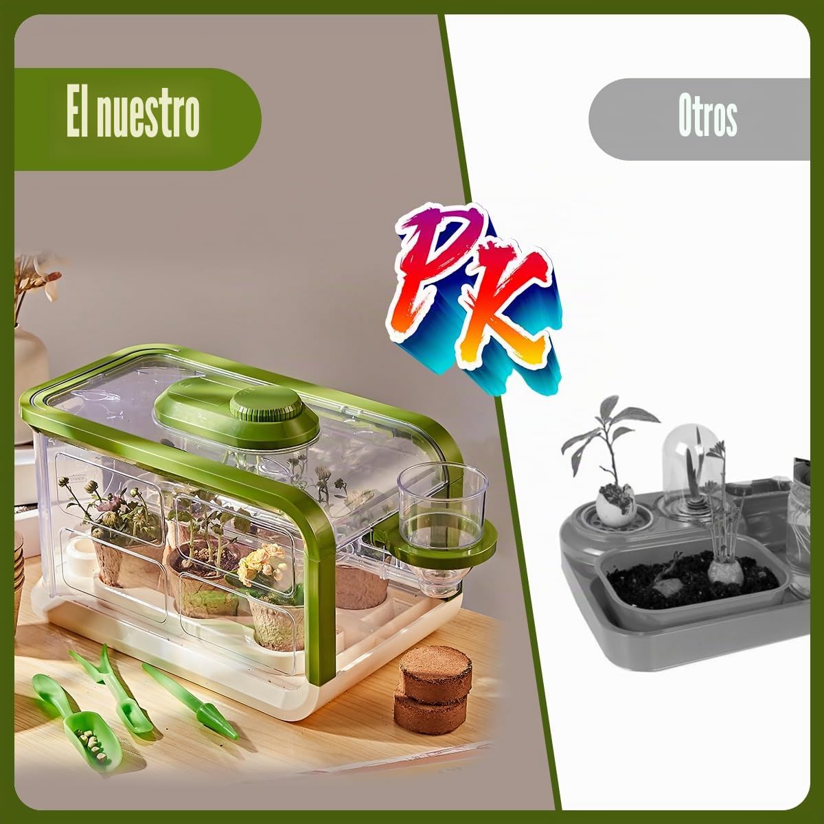 Mostop Kit para el cultivo de plantas para niños con sistema de riego por goteo y luz LED para cultivar en invernadero, set de jardinería para niños, kit educativo de plantación científica