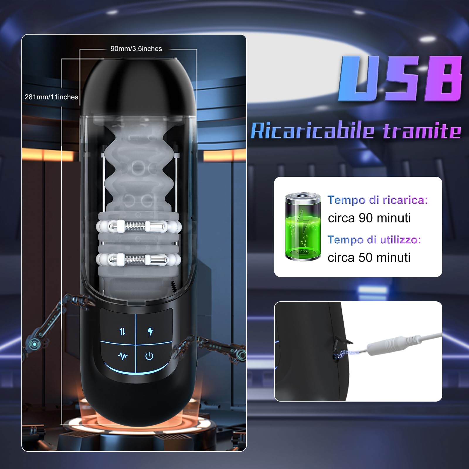 Masturbtore Automatico Sex Toys per Uomini - Masturbatori Maschili Sex Toys Uomo con Perline Massaggianti Regolabili Masturbatori Masturazione Realistico Uomo con Modalità di Spinta e Vibrazione 10x7