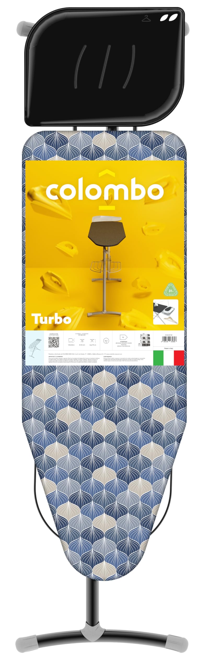 Asse stiro TURBO 120x44 cm con griglia e porta caldaia