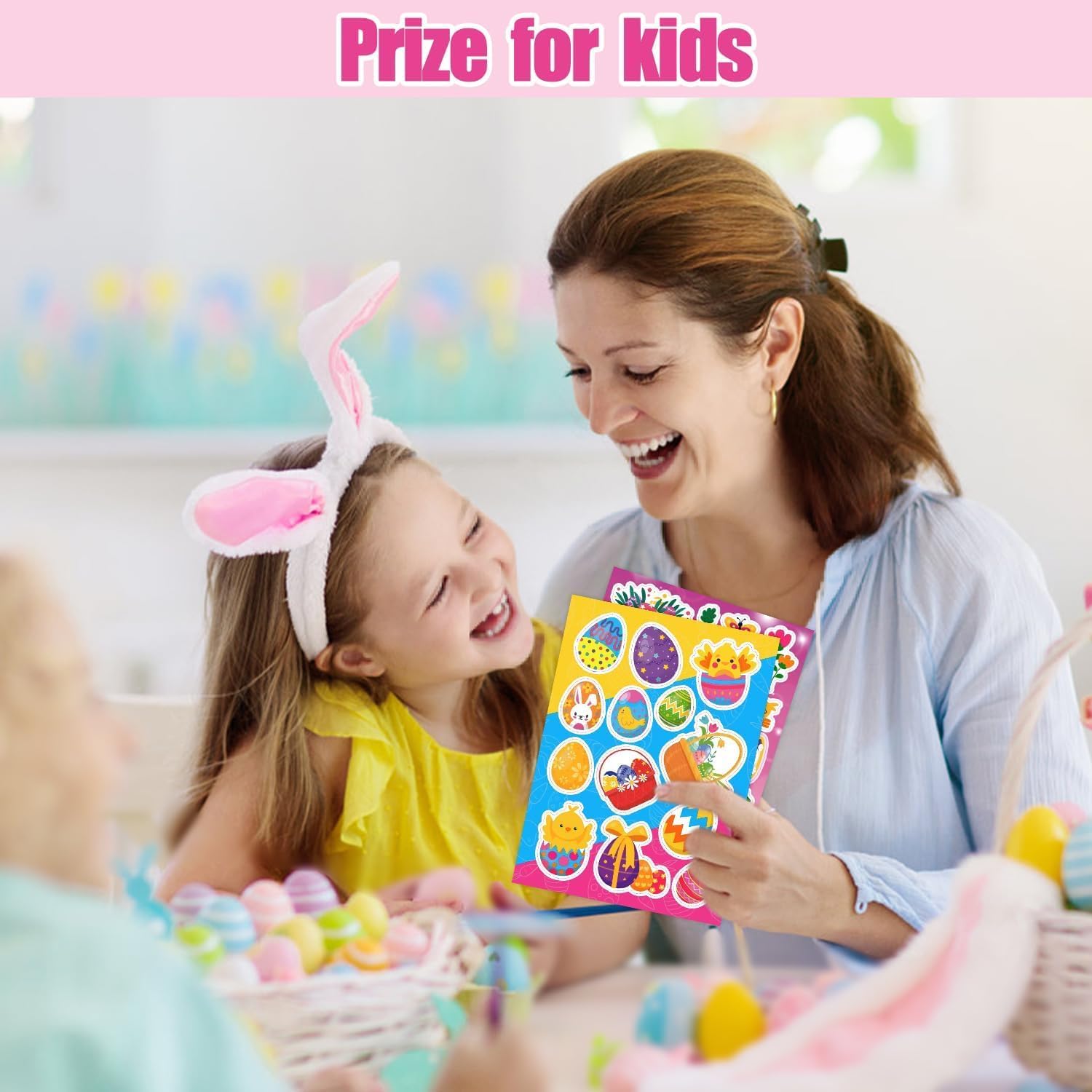 Partywind Happy Easter Stickers for Kids, 476 PCS Rabbits Chicks Eggs Stickers for Easter Basket Stuffers Goodie Bag Fillers, Decorative Stickers for Party Supplies Favors (32 Sheets)