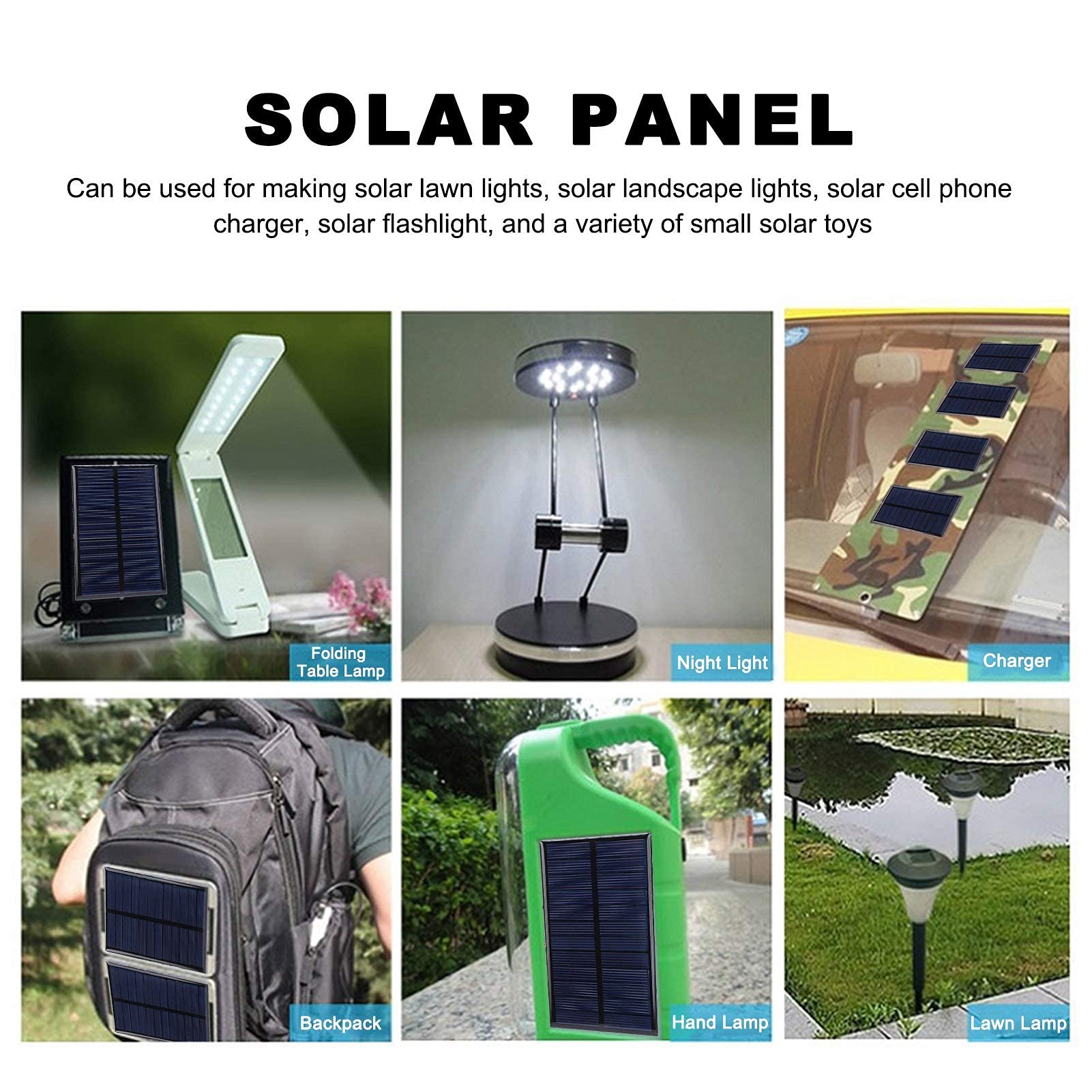 3 Pièces Panneaux Solaires Polycristallins DC 6V 1W Module D'alimentation Cellulaire, Panneau Solaire Avec Câble de 30 cm pour Lampes Solaires de Paysage