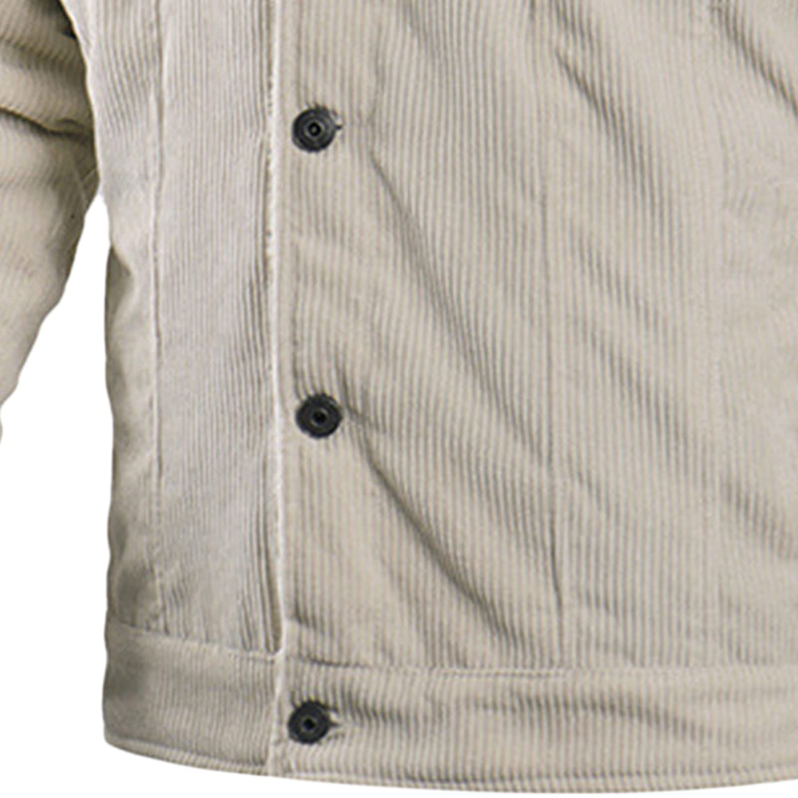 Chaqueta de pana con forro polar Sherpa para hombre, estilo vintage, casual, con botones, de algodón grueso, cálido, para invierno