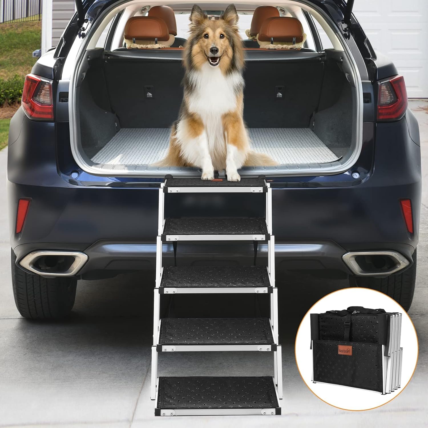 Dog Car Ramp for Large Dogs, LOOBANI Lightweight Dog