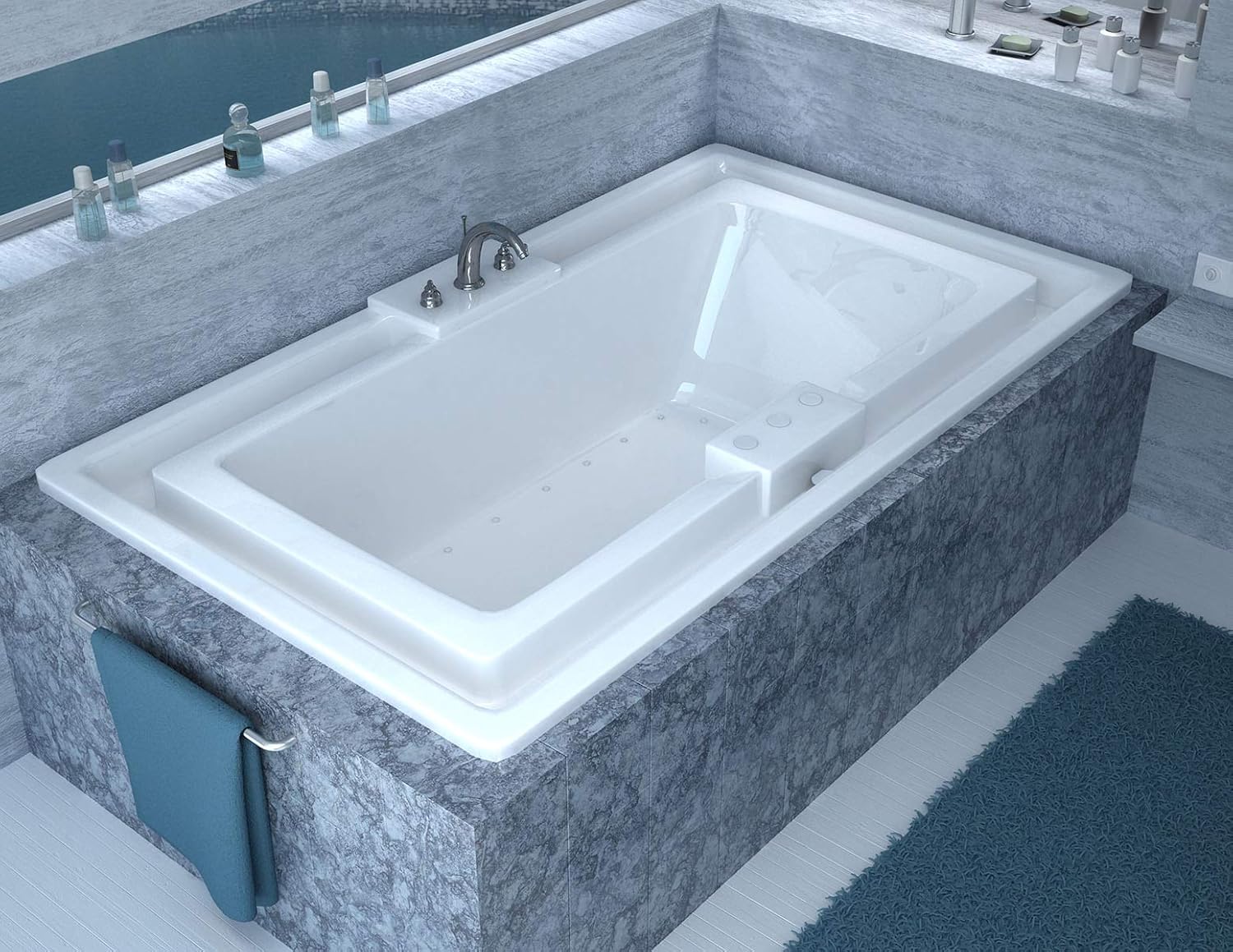 Avano TAHITI4678IAR-WHITE White Tahiti 78" Drop In Air Tub with 38 Air Jets, 3 Speed Air Jet Blower and Right Drain