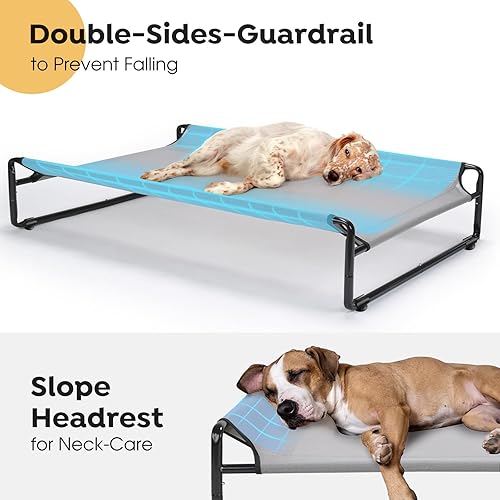 Miniatura 10 de Veehoo Cama elevada original y refrescante para perros, cama elevada para perros grandes, cama portátil para mascotas de pie con malla transpirable