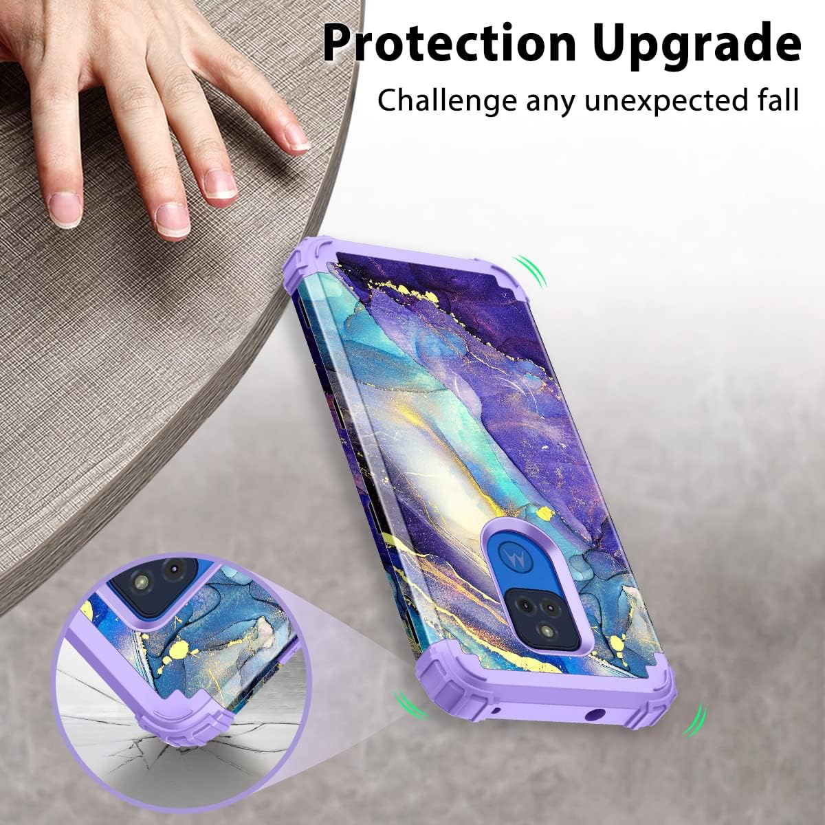 Rancase Compatible with Moto G Play 2021 Case,Three Layer Heavy Duty Shockproof Protection Hard Plastic Bumper +Soft Silicone Rubber Protective Case for Motorola G Play 2021,Purple