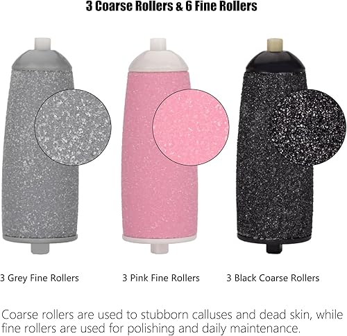 Miniatura 2 de Paquete de 9 rodillos de repuesto extra gruesos para pies, cabezales de recarga de rodillos compatibles con Finishing Touch Flawless Pedi Electric