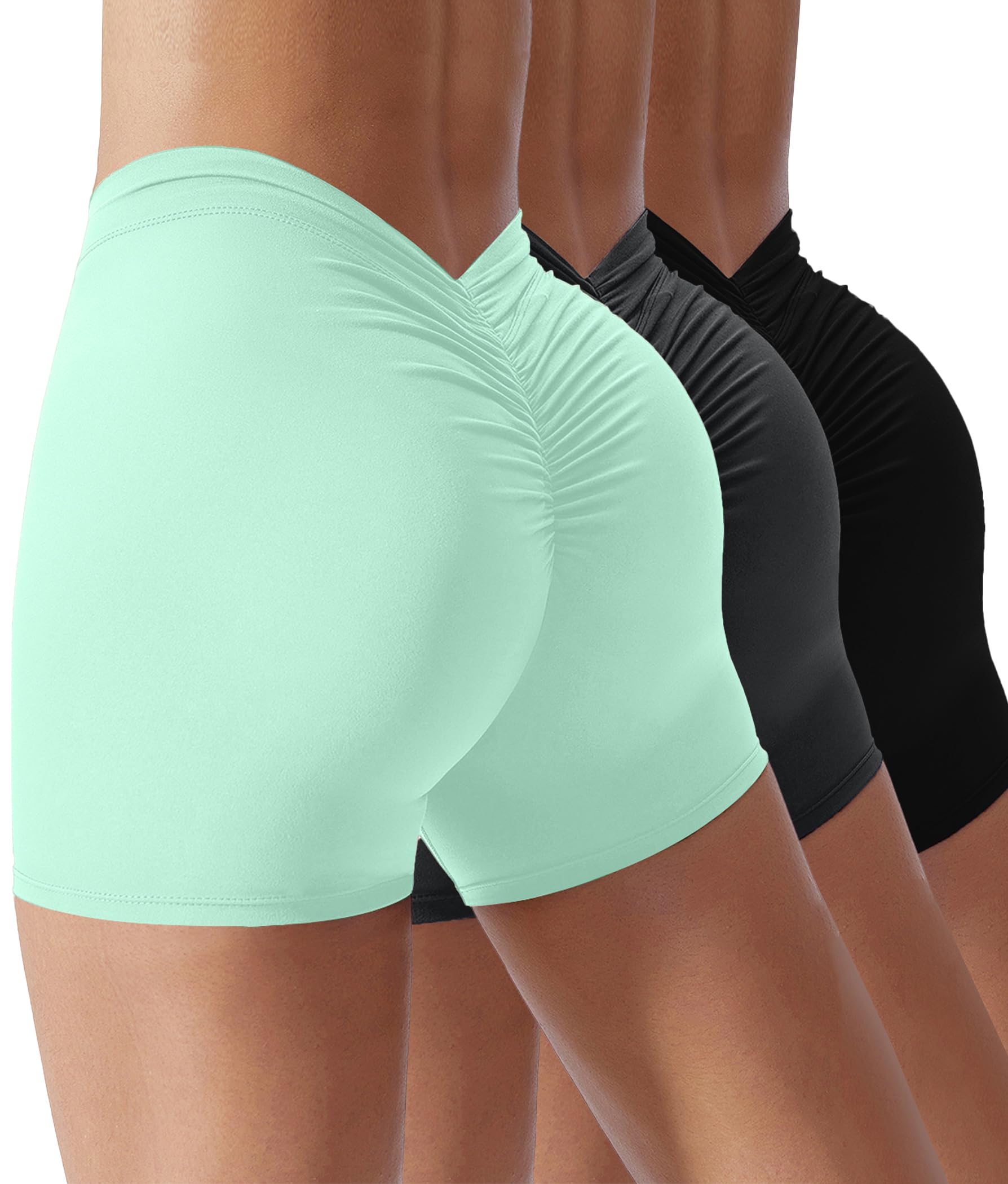 YWBIN Womens Gym Scrunch Butt Lifting Workout Shorts High Waisted V Back Yoga Booty Biker Shorts