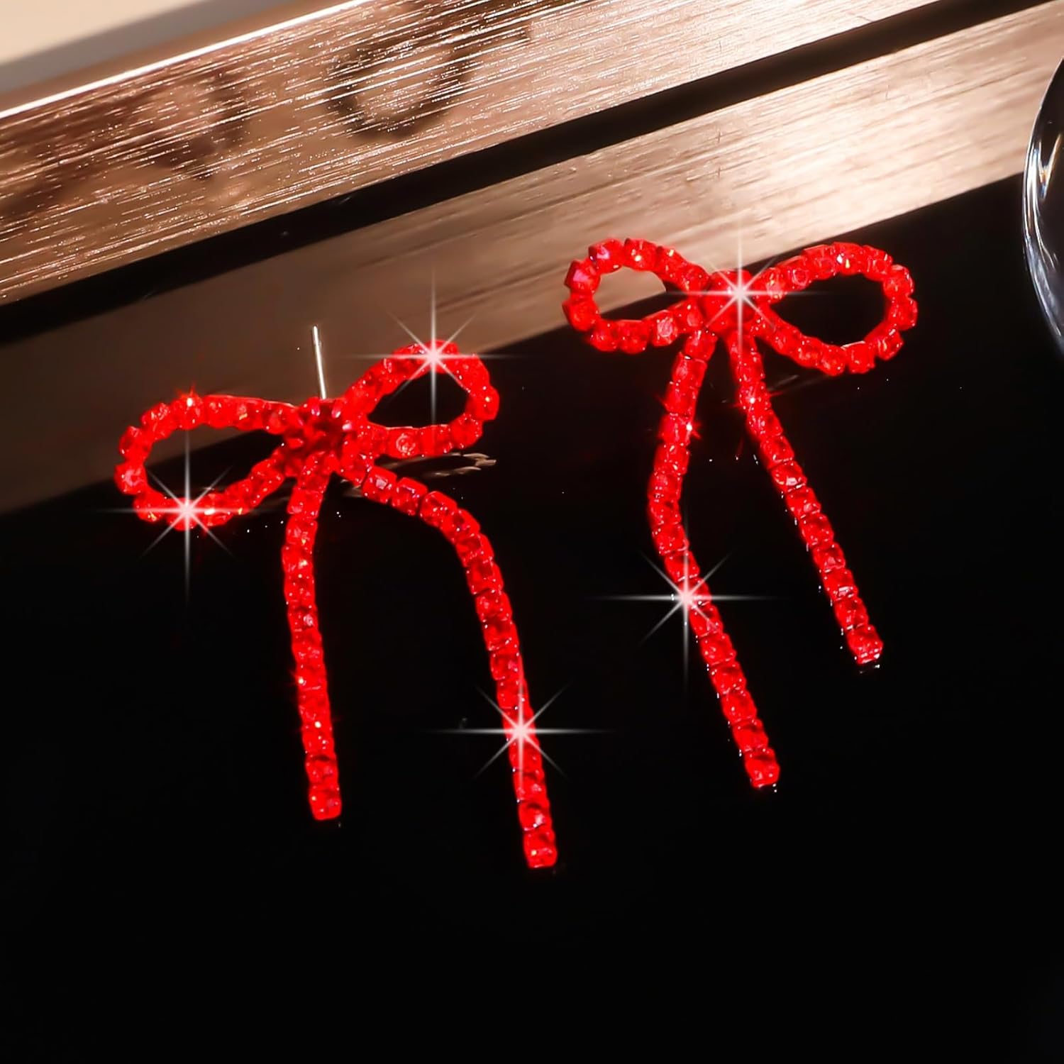 Bridal Bow Rhinestone Earrings for Women Trendy Sparkly Statement Tassel Bowknot Wedding Earings Brides Jewelry - Image 5