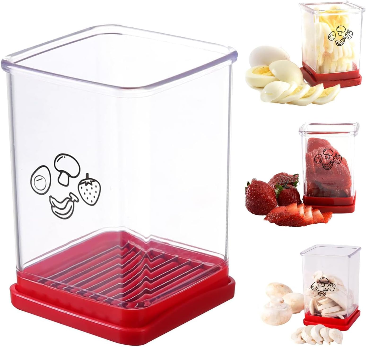 New Fruit and Vegetable Speed Slicer with Push Plate,Fruit Slicer Cup Egg Slicer Stainless Steel Banana Strawberry Cutter Kitchen Portable Slicing Tool Vegetables Cutting Kitchen Gadget