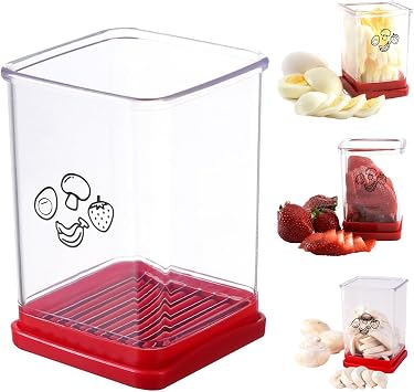 New Fruit and Vegetable Speed Slicer with Push Plate,Fruit Slicer Cup Egg Slicer Stainless Steel Banana Strawberry Cutter Kitchen Portable Slicing Tool Vegetables Cutting Kitchen Gadget