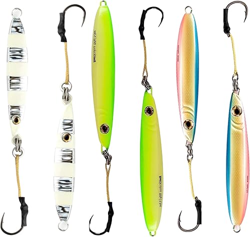 Palomar Fishing x6 Jigs Ocean Side Flat Side - Señuelos verticales rápidos de caída profunda de 2.65 oz (2.6 onzas)  Anillo de propietario de