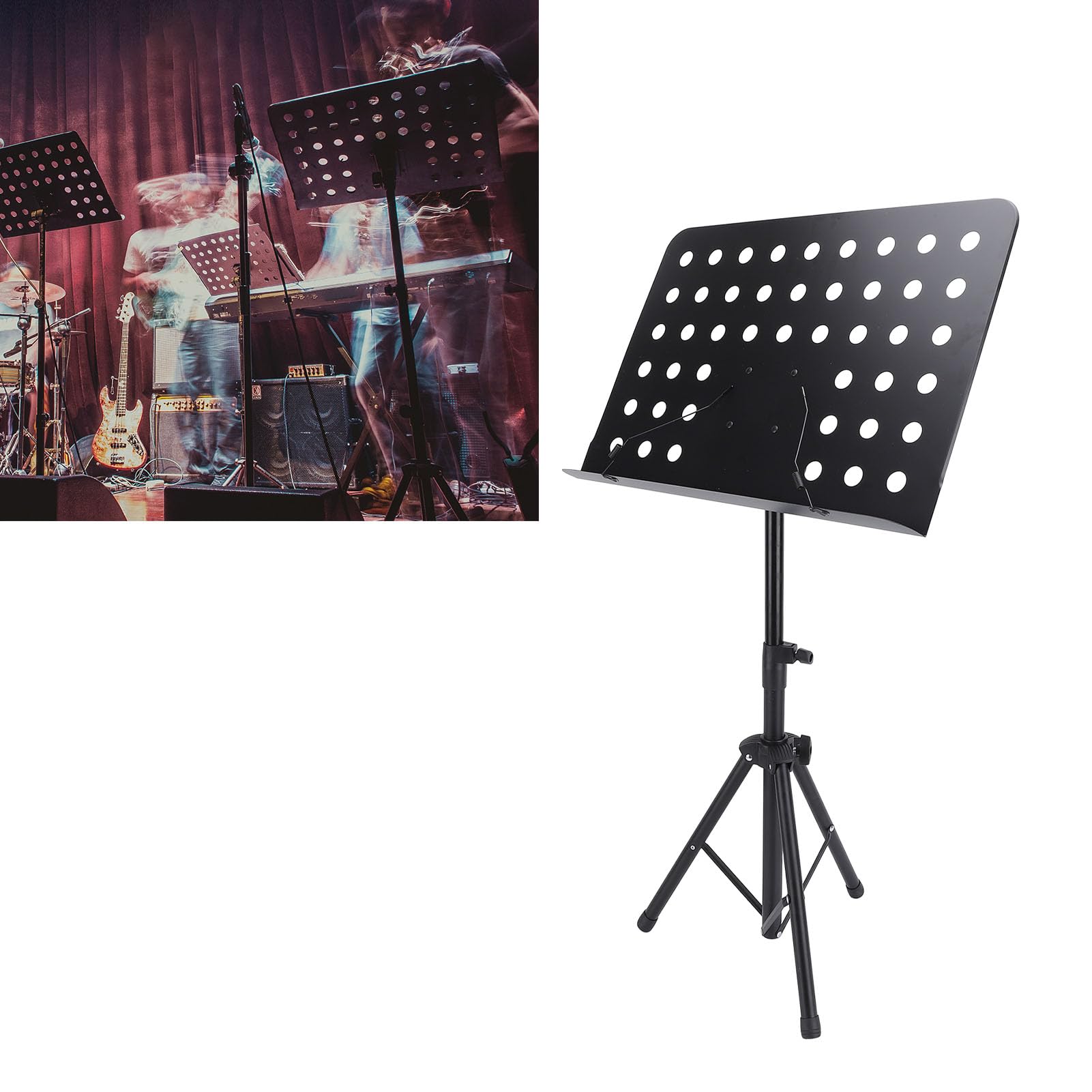 Jeffergarden Support Réglable pour Partitions de Livre de Musique, Portable, Pliable, pour Guitare, Violon, Piano, Support de Musique Pliable pour Clavier, Trombone, Clarinette avec Clip, Lecture
