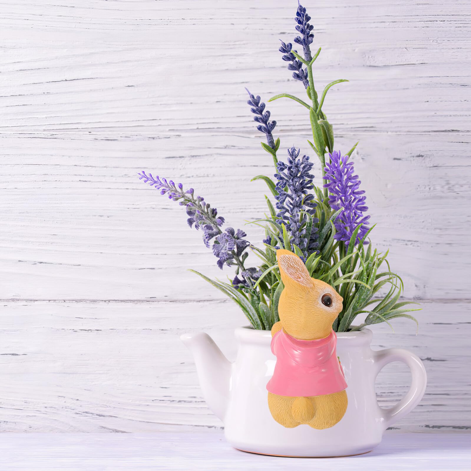 2 Stück Hasen Blumentopfhänger aus Wetterbeständigem Kunstharz Gartendekoration für Blumentöpfe Terrasse und Balkon Platzsparend Frühlings und Osterdeko