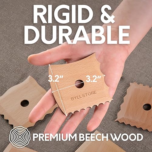 Miniatura 11 de Byllstore Costillas de cerámica triangular y herramientas de recorte, herramientas moldeadoras de 2 pies, 6 varillas de textura de arcilla, madera