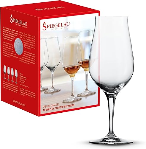 Spiegelau Juego de 4 cuchillos de whisky de alta calidad, cristal hecho en Europa, vasos de whisky modernos, aptos para lavavajillas, juego de