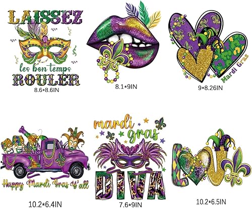 Miniatura 2 de Parches de transferencia termoadhesivos para el día de San Valentín, Mardi Gras, máscara de mascarada, patrón de labios de payaso, calcomanías para