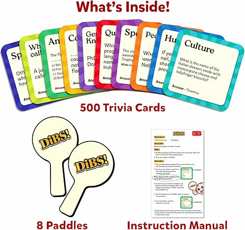 Miniatura 6 de Skillmatics Juego de cartas DIBS, juego de trivia de ritmo rápido, divertido y educativo para familiares, amigos y fiestas, pensamiento rápido, 10