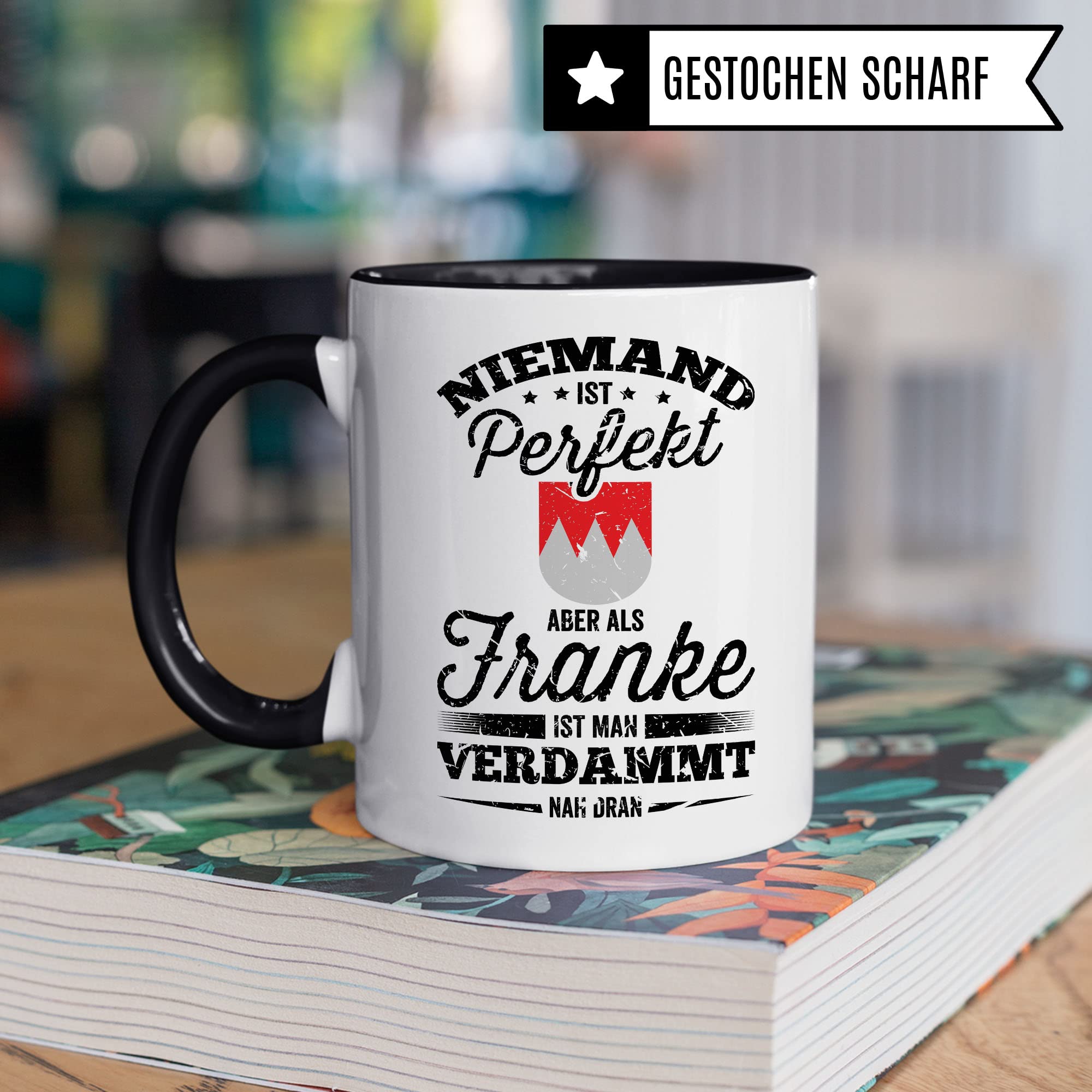 Franken Tasse à Café - Idée Cadeau - Tasse à Café Humoristique - Cadeau Pour Le Haut Sous La Moyenne Franke - Tasse De Bavière (blanc Et Noir