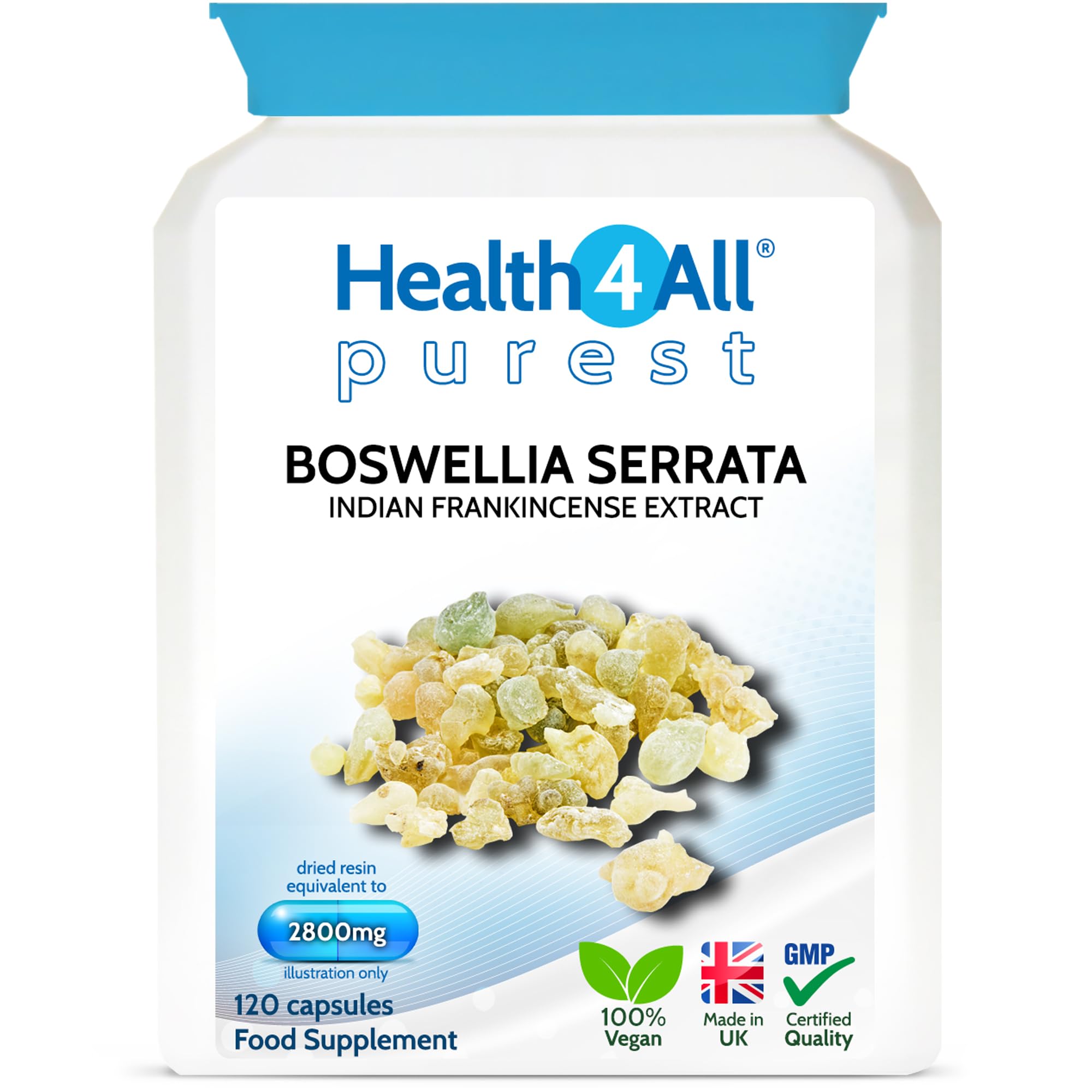 Health4All Boswellia Serrata Extract 2800mg (303mg boswellic acids per Capsule) 120 Capsules 4 Months Supply, Purest OA & Joint Support Supplement, High Strength Indian Frankincense Resin | Made in UK