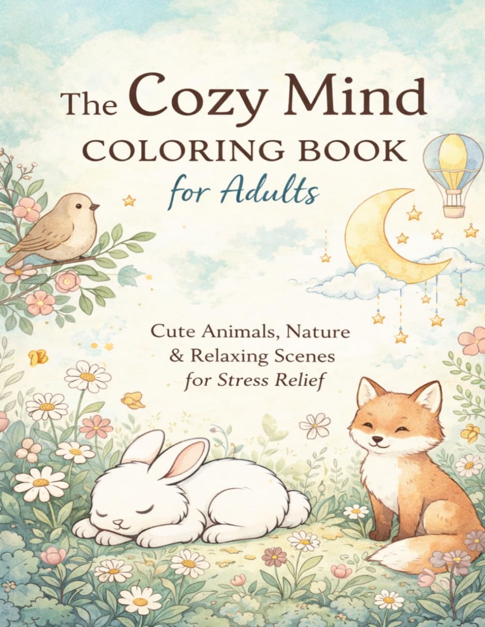 The Cozy Mind Coloring Book for Adults: Cute Animals, Nature & Relaxing Scenes for Stress Relief