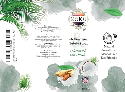 Miniatura 4 de Almond Coconut Air Freshener - Room Spray - Odor Eliminator - Deodorizer - Car Air Freshener - Home Spray - Linen Spray - Fabric Refresher -