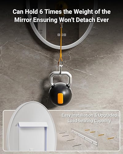 Miniatura 5 de Espejo de baño LED ovalado de 24 x 36 pulgadas, antiniebla, 3 colores regulables, espejo de baño con iluminación inteligente, espejo de baño ovalado