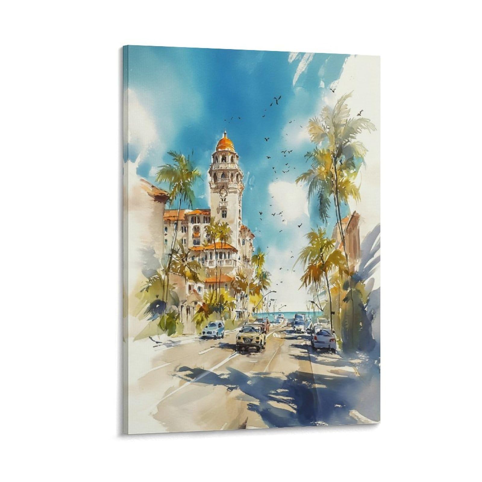LCYNNH Florida Flower Market Watercolor Painting Orange Blossom Botanical Print 08x12inch(20x30cm) Print Home Bedroom Office Living Room Decor Canvas