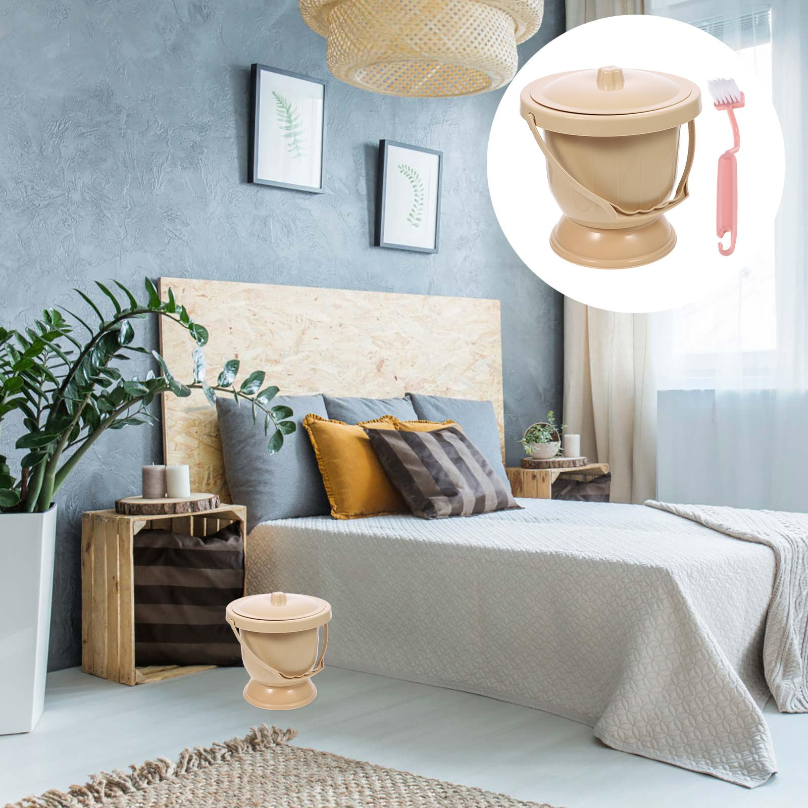 iplusmile Tragbarer Urinal Eimer aus Kunststoff mit Deckel Kompakt und Stabil für Damen Herren und Senioren Spucknapf mit Griff für Mobilen Gebrauch Zufällige Farbe Zufällige Farbe