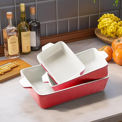 Miniatura 6 de Cacerola para horno, platos de cerámica para hornear, bandeja para lasaña con asas, bandeja para hornear de porcelana profunda, utensilios para