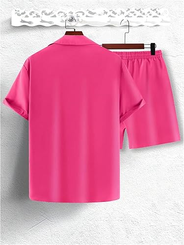 Miniatura 2 de GORGLITTER Conjunto de 2 piezas para hombre, camisa de manga corta con botones y pantalones cortos con cordón