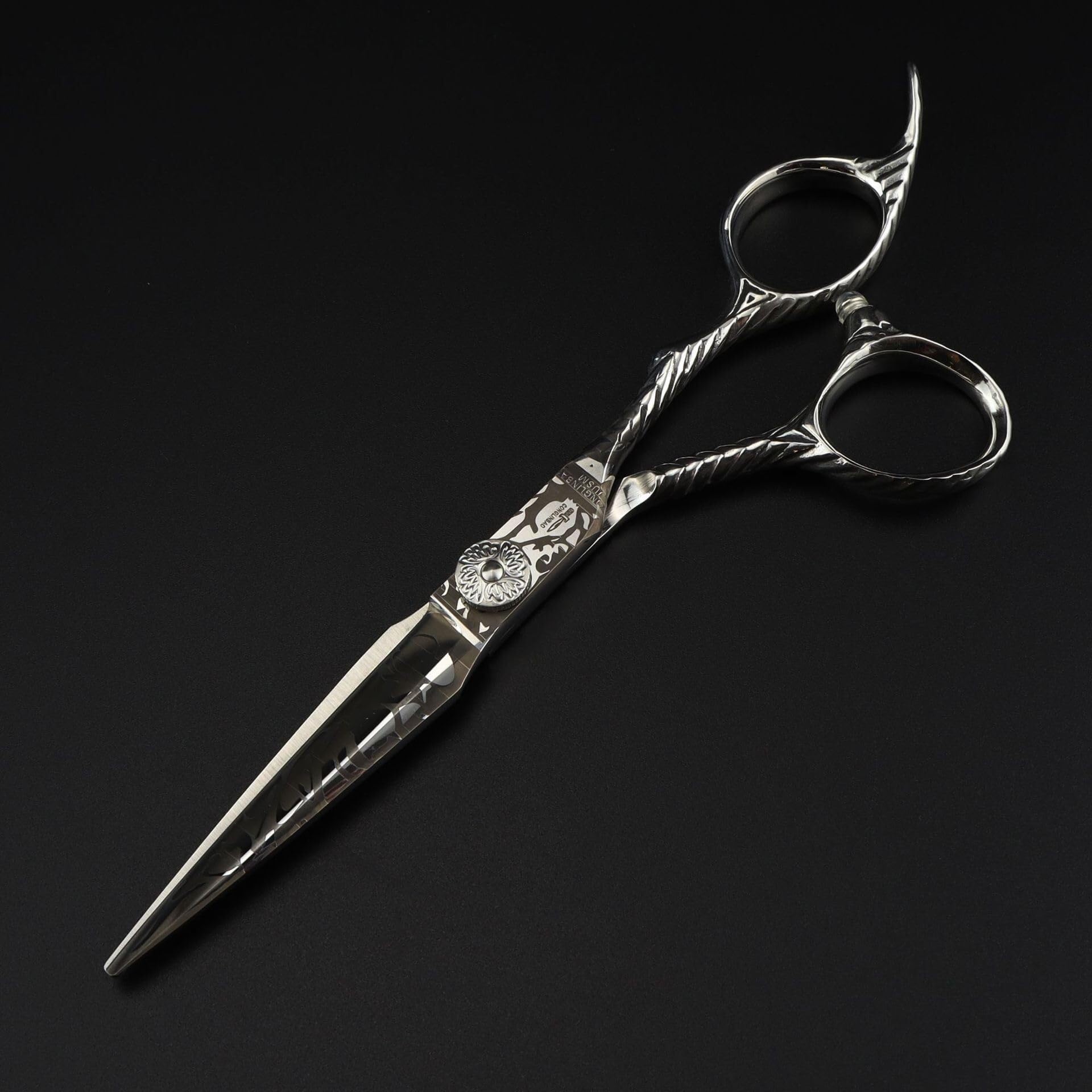 Ciseaux de Coiffure Professionnels de 6 Pouces – Ciseaux à Cheveux en Acier JP 440c Motif Damas pour Barbiers et coiffeurs
