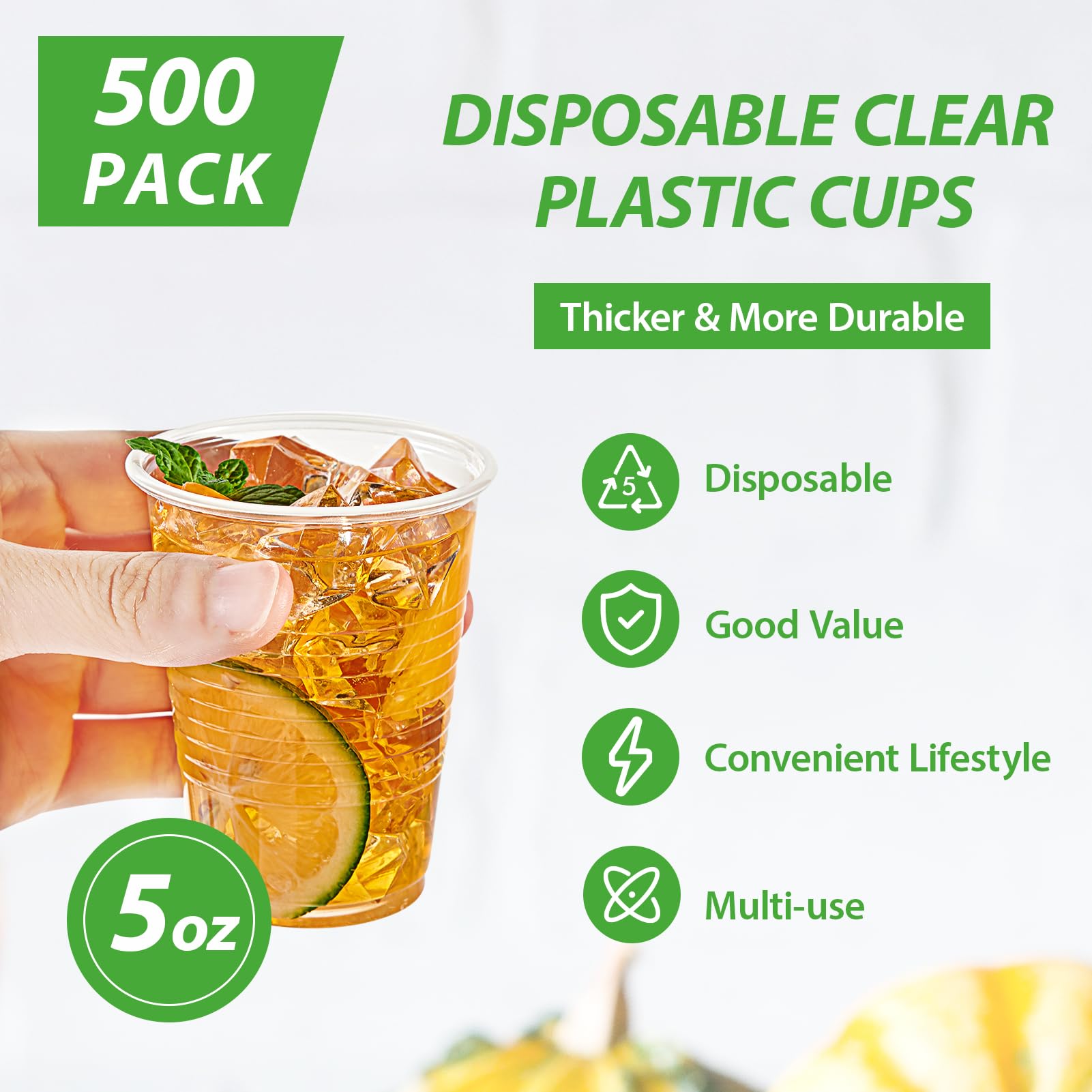 Lilymicky Paquete de 500 vasos de plástico transparente de 5 onzas, vasos pequeños desechables para beber, vasos transparentes para degustación, beber y fiestas