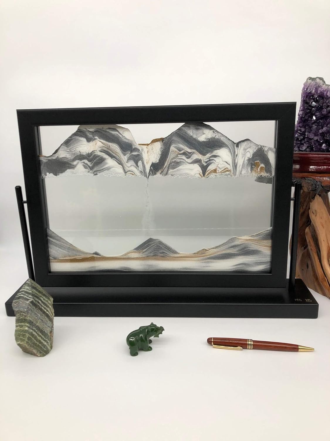 KB Collection Ballerina Black Moving Sand Art - Luxury- Original Moving Sand Picture A Relaxing Desktop Sandscape, Landscape Liquid Motion Sands - Handcrafted in Austria.