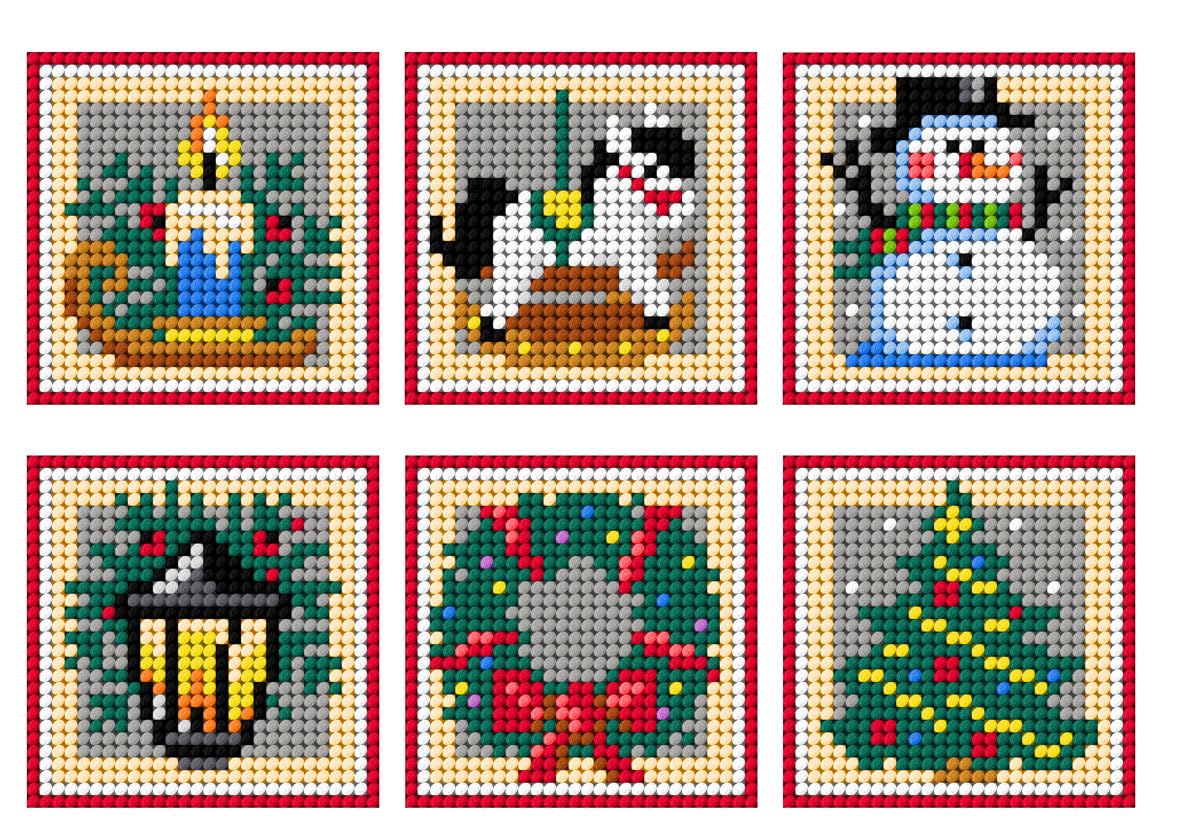 Crafting Spark Christmas Coasters Counted Cross Stitch Kit On Plastic Canvas With Gorgeous Ornament 4.33X4.33 Inches 161Cs. Wonderful For Embroidery & Craft Amateurs
