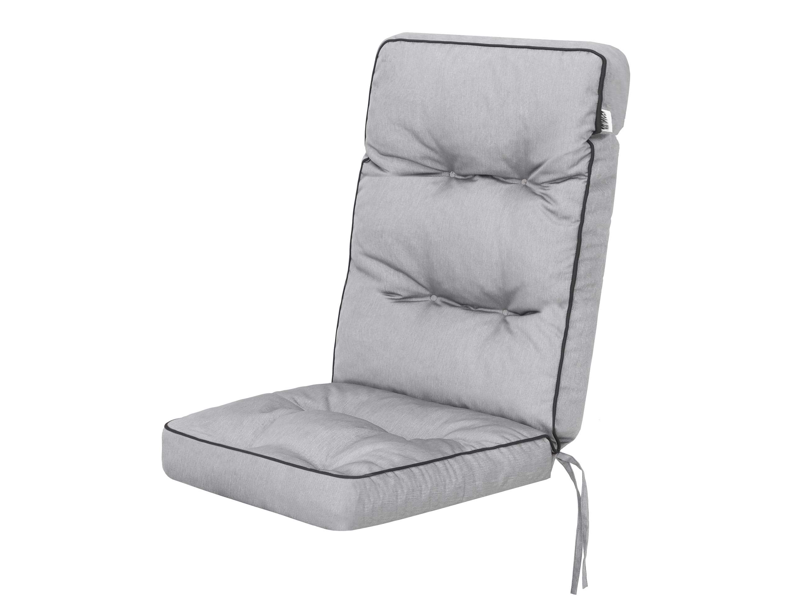 PillowPrim Sitzkissen für Gartenstühle und Campingstuhl – Für Outdoorfans & Gartenfreunde – Bequemer Sitzkomfort im Freien – Gepolstert, Asche, 50x50x70 cm
